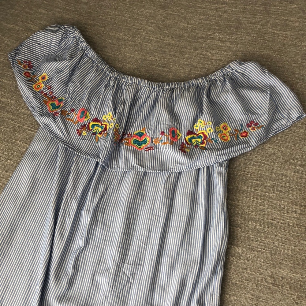Off the Shoulder Dress with Embroidered Detail